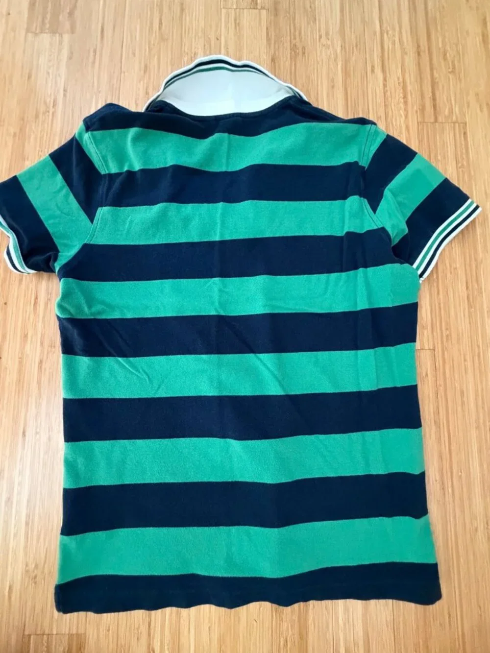 Uniqlo x Michael Bastian Mens Striped Polo L Green Navy V-Neck Cotton